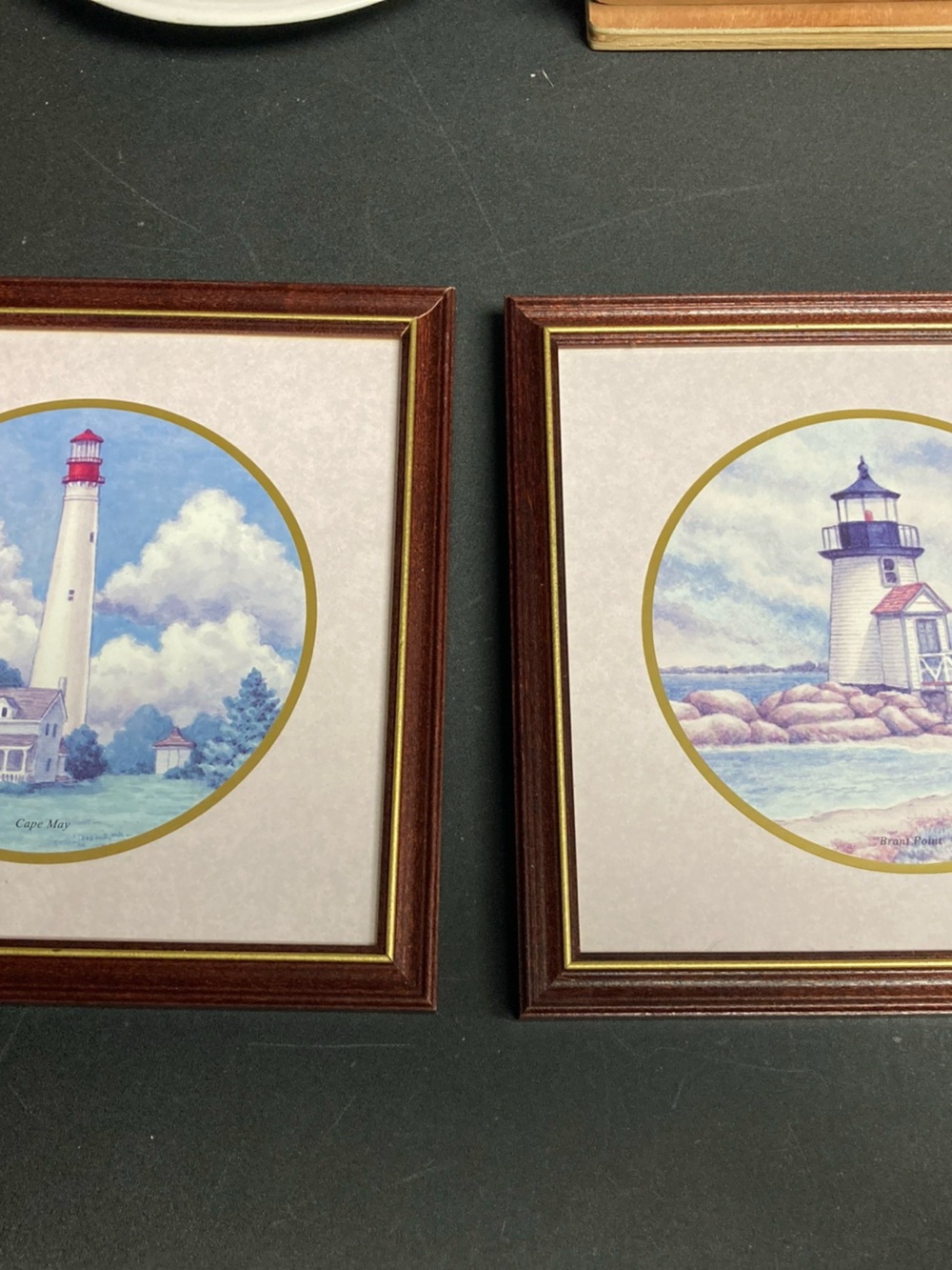 2 Nautical lighthouses 9 x 9 Kirkland pictures framed matted